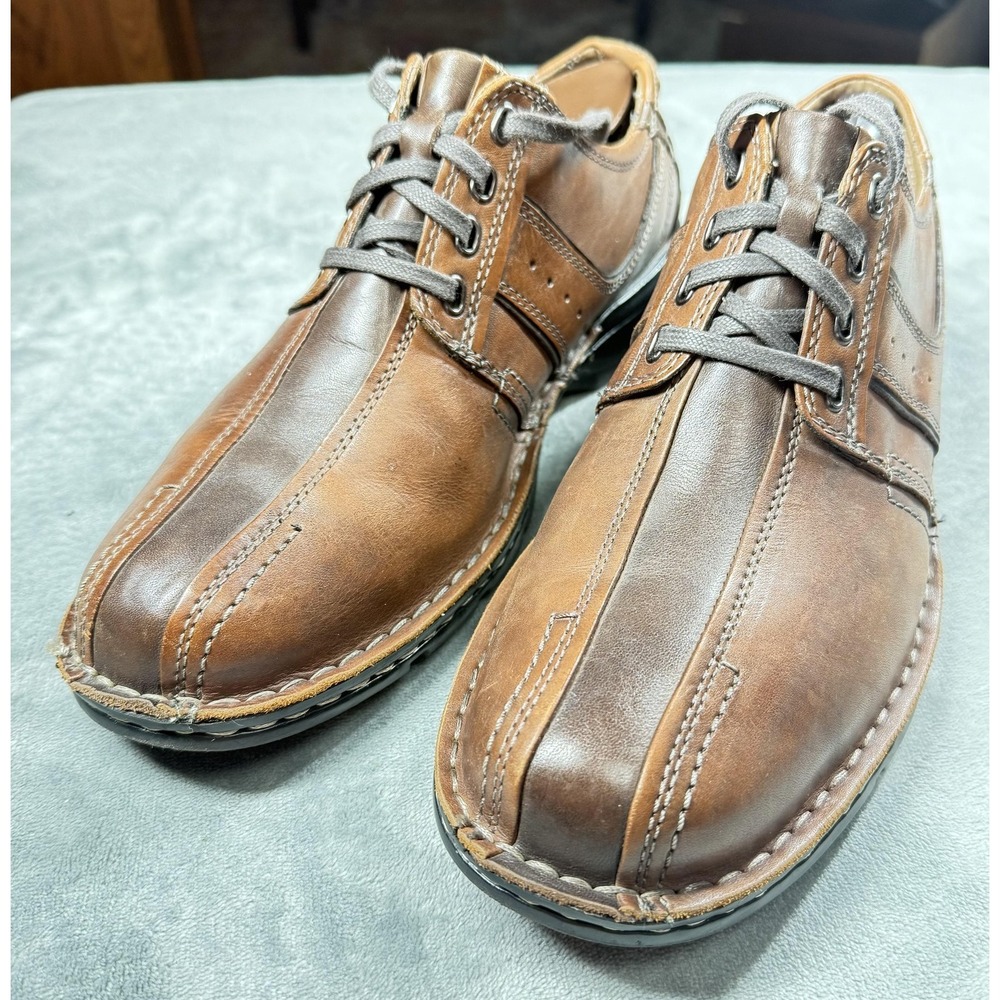 Clarks Shoes Mens Size 10.5 Brown Leather Lace Up Casual‎ Comfort Sneaker 70852